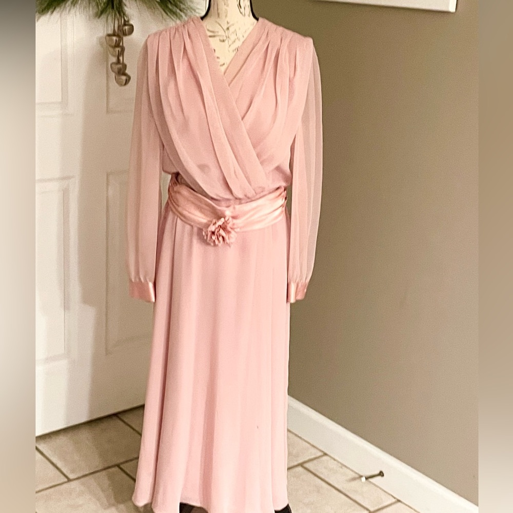Vtg. Ursula of Switzerland Dusty Pink Formal, Evening, Special Occasion Gown